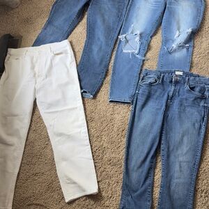Women’s Skinny Jeans - White and Light Blue Stretch Denim